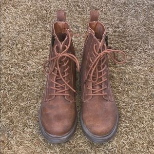 Matte brown combat boots